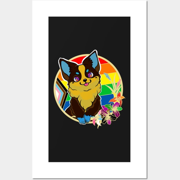 Progress Pride corgi Wall Art by ThBlkBirdDaliah